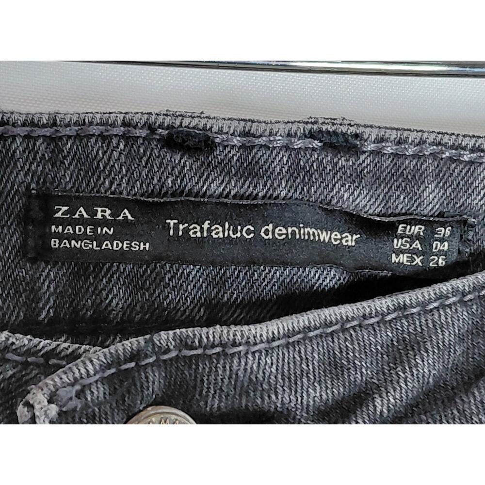 ZARA Trafaluc Embroidered Jeans Black Denim Size 4 - Picture 6 of 10